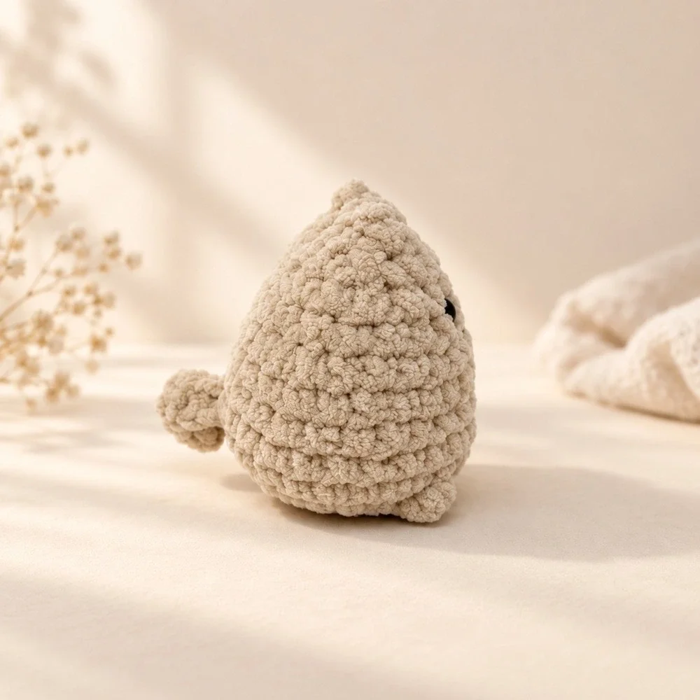 Handmade Crochet Cat Plush Mini Cream Kitty Amigurumi Shelf Decor